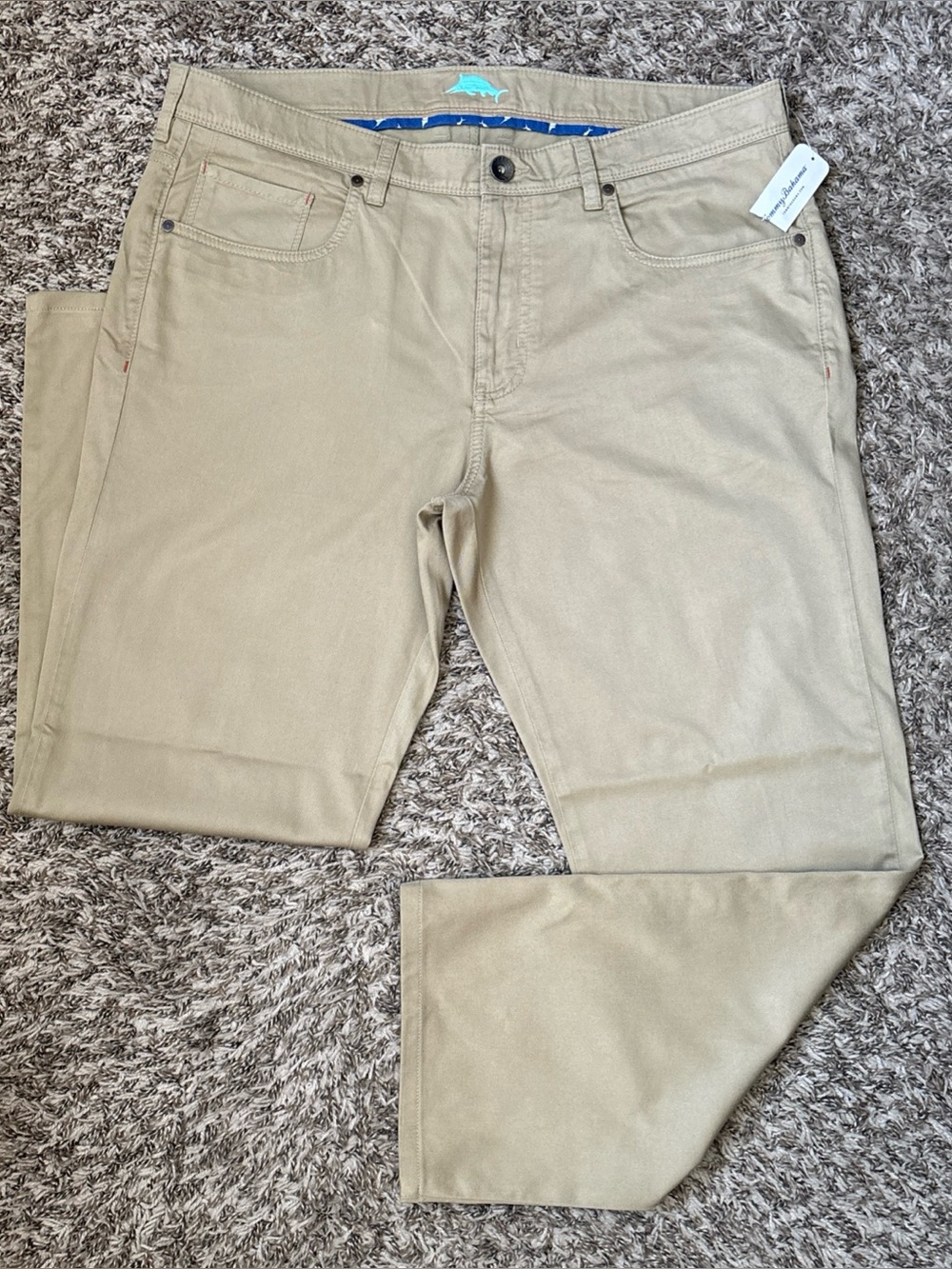 Tommy Bahama Men’s Stone-Khaki Paradise Chino 5 Pocket Stretch Pants, 36x30, NWT